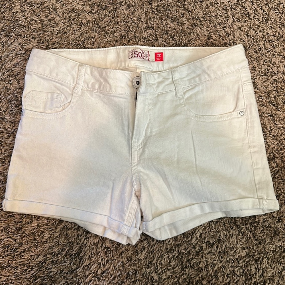 Size 12 white Jean shorts SO brand